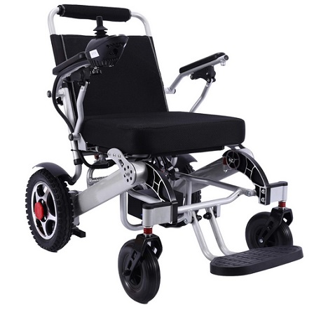 FOLD and Travel TM6016 Lightweight Electric Wheelchair for Adults Folding Foldable Transport Electric Wheelchair Motorized, Automated Wheelchair FDA Approved Power Wheelchair Scooter - SILVER