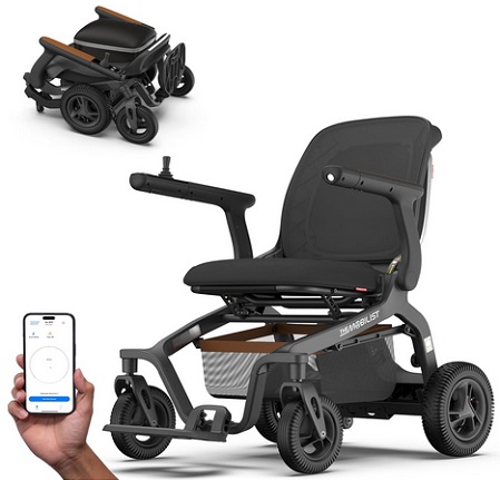 The Mobilist ROBOOTER E40 Portable Electric Wheelchair for Adults, Foldable Lightweight Airline-Friendly Design, Extended Range for Everyday Use and Travelling - Motorized Power Chair supporting up to 330 lbs (Satin Black)