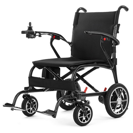 26lbs Carbon Fiber Lightweight Electric Wheelchair for Adults, 20 Miles Range, Foldable Travel Power Wheelchair, Portable Airline Approved, Black