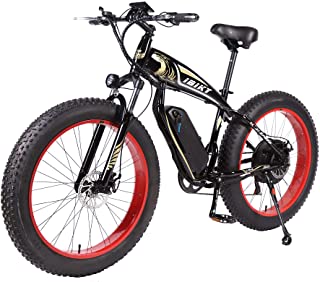 ibiky 26 Inch Electric Bike 1000W 48V/13AH Electric City Bicycle 7 Speeds LCD Display Lithium Battery,80% Pre-Assembled,Fat Tire Mountain Bike(Black)
