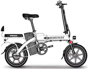 HIMIWAY Electric Bicycle Small Size Folding Men and Women Adult Portable Bike Lithium Battery Travel Bike LED Front Light