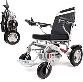 Porto Mobility Ranger D09S, No.1 Best Rated Weatherproof Exclusive Lightweight Folding Electric Wheelchair, Dual “500W” Motors, All Terrain, Dual Battery Portable Electric Wheelchair (Silver)