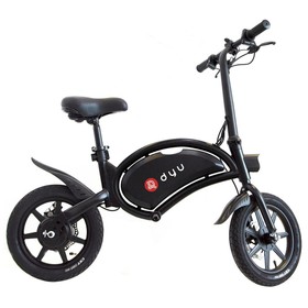 DYU D3F Folding Moped Electric Bike 14 Inch Inflatable Rubber Tires 240W Motor Max Speed 25km/h Up To 50km Range Dual Disc Brakes Adjustable Height - Black