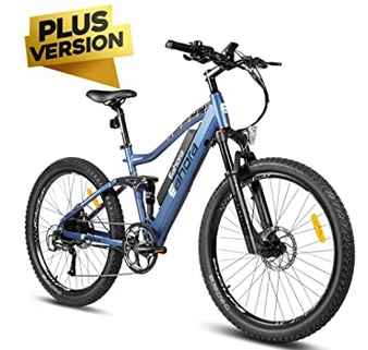 eAhora AM100 Plus 27.5 Inch 48V Mountain Electric Bicycle Dual Hydraulic Brakes Electric Bikes for Adults, Air Full Suspension 350W EBikes with Removable Lithium Battery, Recharge System, 9-Speed Gear
