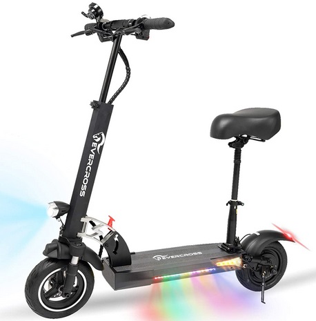 EverCross Electric Scooter HB24 800W Motor, Up to 28MPH & 25 Miles, Scooter for Adults with Dual Braking System, Folding Electric Scooter Offroad with 10\'\' Solid Tires