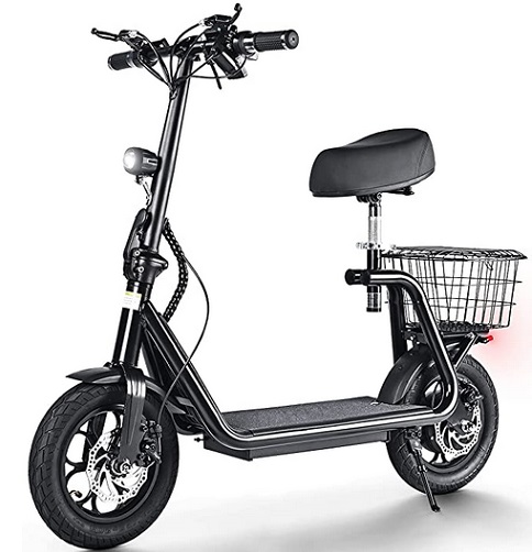 AZAMPA M5 pro Folding Electric Scooter 500W Motor 40KM Long Range, 45 km/h 48V 11AH E-Scooters with Seat and 12 inches Pneumatic Tires