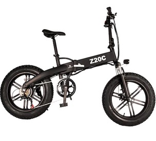 ADO Z20C Folding Electric Bike 20 inch Fat Tire 350W Motor with 36V 10Ah Lithium-ion Battery - Black