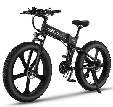 RUICANJIE R5S 48V 12.8AH 1000W 26 Inch Tire Electric Bicycle 50km/h Max Speed 80km Mileage Range 200kg Max Load Electric Bike - Black