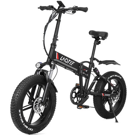 LAOTIE FT5 20in Fat Tire 48V 10Ah 500W Folding Electric Moped Bike 35km/h Top Speed 80-90km Mileage E-Bike - Black