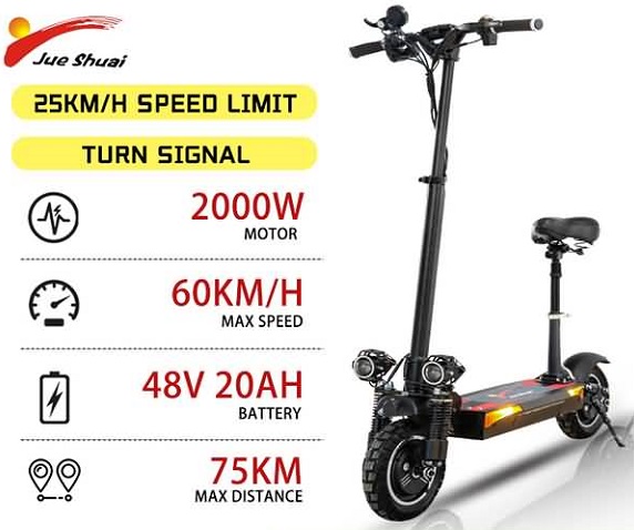 Jueshuai X900 Electric Scooters 2000W 48V 20AH Max Distance 75KM Max Speed 60KM/H Adult Skateboard