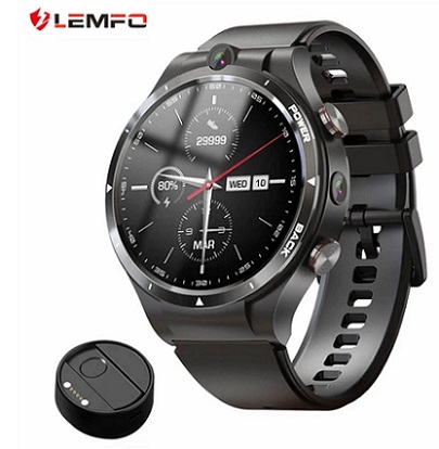 LEMFO LEM15 4G Smartwatch 1.6\'\' Screen Android 10.7 Helio P22 Chip 4GB 128GB LTE 4G SIM with 900mAh Power Bank Black