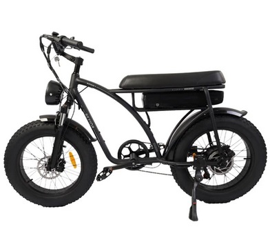 BEZIOR XF001 Retro Electric Bike 20*4.0 Inch Fat Tires 1000W Motor 12.5Ah 48V Battery 45Km/h Max Speed 120kg Max Load Shimano 7-Speed Dual Mechanical Disc Brakes Front & Rear Suspension Fork LCD Display - Black