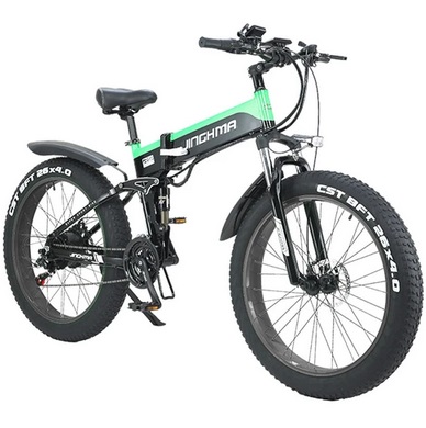 JINGHMA R5 1000W 48V 12.8Ah 26*4.0 Inch Fat Electric Bicycle 50km/h Max Speed 100km Range with 2 Batteries