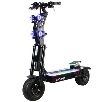 YUME X7 8000W 72V 45Ah 13 Inch Electric Scooter 80km/h Max Speed 125Km Mileage 200Kg Max Load - Black