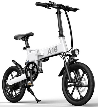 ADO A16 Electric Folding Bike 16 inch City Bicycle 350W Hall Brushless Motor SHIMANO 7-Speed Rear Derailleur 36V 7.8Ah Removable Battery 35km/h Max speed up to 35km Max Range IPX5 Double Shock-absorption Aluminum alloy Frame 16*1.95 Tires - White