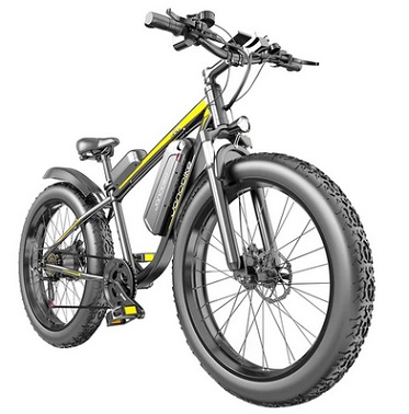JANOBIKE E26 Electric Bicycle 48V 1000W Motor 16Ah Battery 26 Inch Tire Snow, Mountain, City Bike - Black