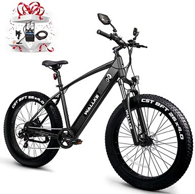 Wallke F2 Fat Tire eBikes for Adults 500W BAFANG Motor 48V 10.4Ah LG Lithium Battery-UL Certified 26 inch Electric Mountain Bike Lockout Suspension Fork Shimano 7-Speed Snow Beach Electric Bike 25 mph