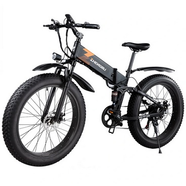 ZHENGBU HIF 400W 48V 10.4Ah 26*4.0 Inch Fat Tire Electric Bicycle 60-65km Mileage Range 120kg Max Load Electric Bike - Black