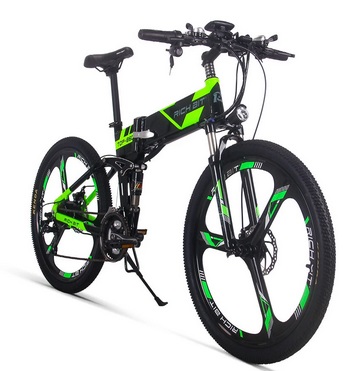 RICH BIT RT-860 12.8AH 36V 250W 26inch Folding Moped Electric Bike 40KM Mileage Range Cycling Mountain Bicycle - Green