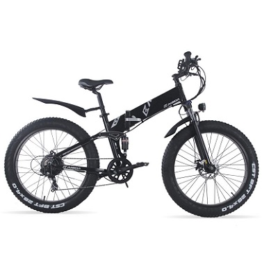 KAISDA K3 26*4.0 inch Fat Tire Off-road Folding Electric Moped Folding Bike Mountain Bicycle 500W Motor SHIMANO 7-Speeds Derailleur LCD Display 10Ah Battery Max Speed 32km/h Aluminum alloy Frame - Black
