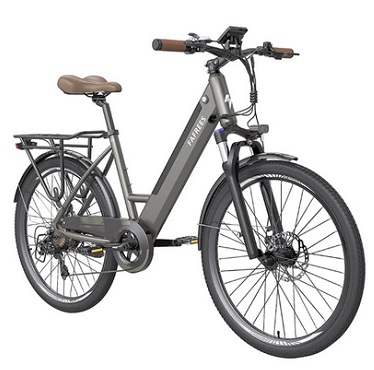 FAFREES F26 Pro City E-Bike 26 Inch Step-through Electric Bicycle 25Km/h 250W Motor 36V 10Ah Embedded Removable Battery Shimano 7 Speed Dual Disc Brakes APP Connect - Grey