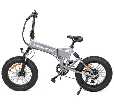 WELKIN WKES001 Electric Bicycle Snow Bike 500W Brushless Motor 48V 10.4Ah Battery 20\'\' Tires Shimano 7 speed - Silver