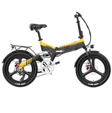 LANKELEISI G650 Electric Folding Bike 400W Motor 14.5Ah Battery 20 inch Tire for Commuting - Yellow