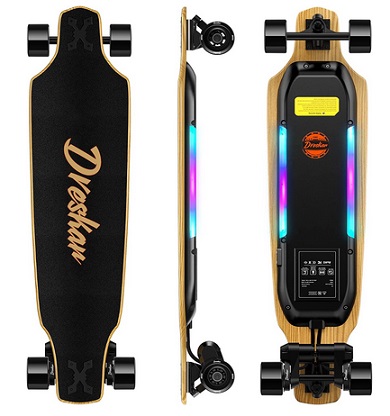 DresKar FT001 Electric Skateboard 1800W Dual Motors with Remote Control Top Speed 25MPH, 17 Miles Range Longboard Can Carry 330 Pounds for Adults and Youth