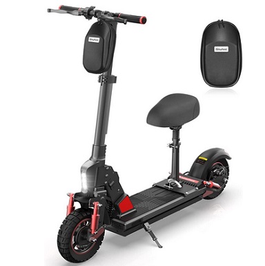 isinwheel X1 Electric Scooter With Seat, 500W Motor, Up to 25 Miles Range, Top Speed 28 MPH, 10-inch Off-Road Tires, Electric Scooter Adult, Front and Rear Dual Suspension, Ambient Light Sensor