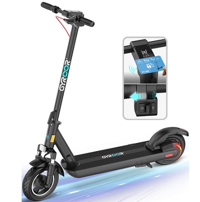 Gyroor X8 Folding Electric Scooter Adults with Dual Shock Absorbers Up to 31 Miles 18.6Mph,Turn Signal 500W Motor NFC Safety Lock,IP67 Core Components Waterproof Foldable Scooter