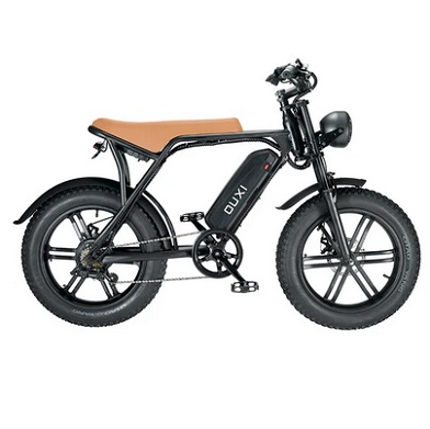 OUXI V8 Electric Bike 20*4.0 Inch Fat Tires 750W Motor 50Km/h Max Speed 48V 15Ah Battery Retro Ebike Max Load 150kg Dual Disc Brake Shimano 7-Speed Gear