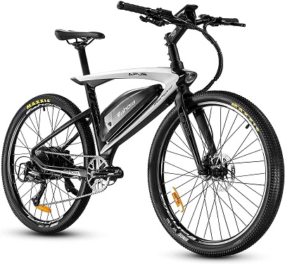 eAhora APUS Electric Bike 26 inch Electric Mountain Bikes 48V 14Ah, Carbon Fiber Frame Ebike for Adults 350W, Dual Hydraulic Brakes, USB Color Display, Shimano 9-Speed Gears, Thumb Throttle