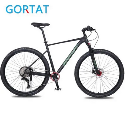 GORTAT 21 Inch Frame Aluminum Alloy Mountain Bike 10Speed Bicycle Double Oil Brake Front & Rear Quick Release Lmitation Carbon - Black green
