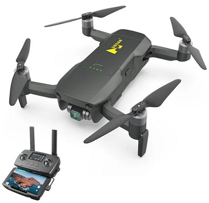 Hubsan ACE GPS 10KM FPV with 1/1.3\' CMOS 4K Camera 3-axis Gimbal 35mins Flight Time - With Storage Bag Three Battery