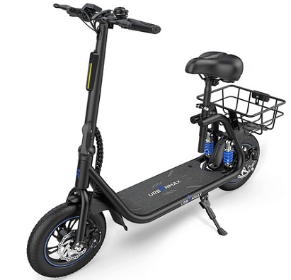 URBANMAX C1 Electric Scooter Adults with Dual Shock Absorbers Up to 25 Miles 18.6MPH 450W Powerful Motor Folding Scooter Electric for Adults with Seat & Carry Basket