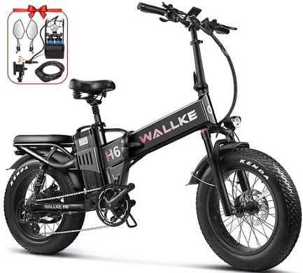 Wallke H6 Electric Bike Adults Folding 48V 35AH Up to 170 Miles Ebike 750W 32MPH Motor Samsung Battery 20\