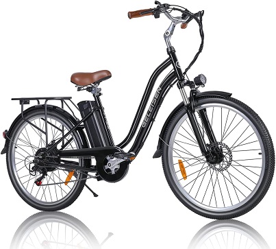 GELEISEN Electric Bike TT-S8 500W Electric City Cruiser 28Mph Step-Thru Electric Bicycle, 48V 10Ah Removable Battery, 26\