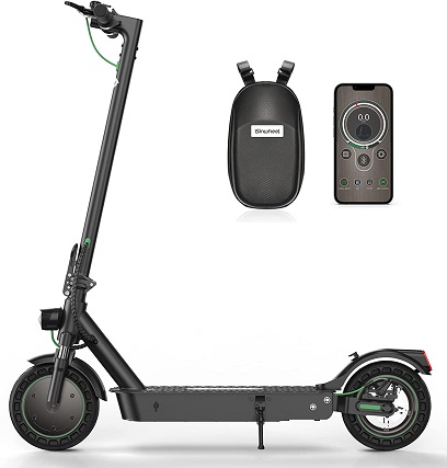 isinwheel S9 MAX Electric Scooter, 500W Motor, Up to 22 Miles Range, Top Speed 21.7 MPH, 10-inch Solid Tires, Electric Scooter Adults with Front and Rear Dual Suspension, Dual Braking System & App