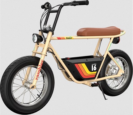 Razor Rambler 16 - Beige, 36V Electric Mini bike with Retro Style, Up to 15.5MPH, Up to 11.5 Miles Range, Wide, Rugged 16\