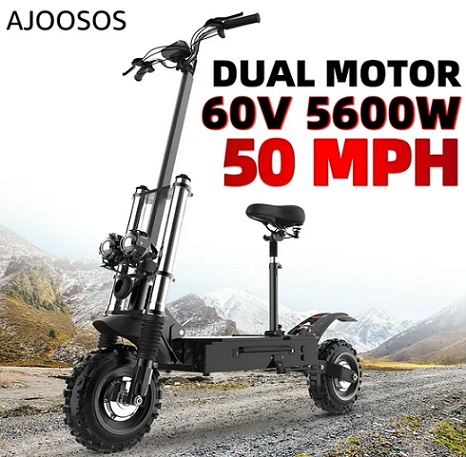 AJOOSOS X60 Electric Scooters for Adults with Seat, 50 MPH Top Speed, 60V 5600W Dual Motor