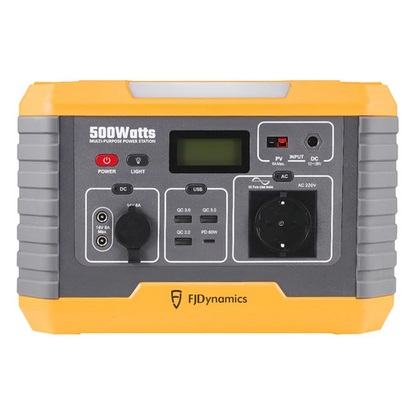 FJDynamics PowerSec MP500 Portable Power Station 500W (Peak 1000W), 520Wh Backup Battery Pure Sine Wave AC Output with 2 x AC Outlets, 10W Wireless Charging, 8 Output Ports, LED Light, Solar Generator for Outdoor Camping, Home Emergency, RV