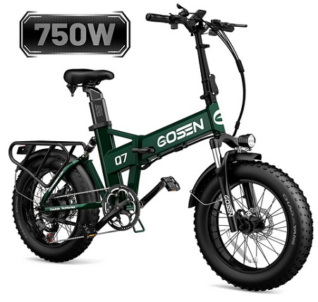 GOSEN Q7 Electric Bike for Adults 750W Motor Peak 1000W - 140 Miles Long Range 31AH Dual Battery Ebike, 20’’ x 4.0’’ Fat Tire Electric Bicycle with Hydraulic Brakes and Shimano 7-Speed, UL Certified