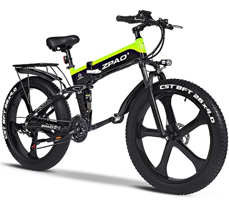 ZPAO-ZP1000 26-inch Fat tire Electric Bicycle 48V 1000W Motorcycle Snow Electric Bicycle and 21-Speed Mountain Electric Bicycle Pedal Auxiliary Lithium Battery TEKTRO Mechanical Brake