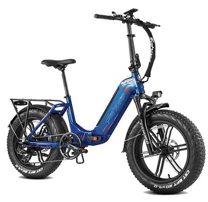 Eahora Urban Step Thru Electric Bikes for Adults 48V 20\'\' Fat Tire Electric Bike with Bafang Rear Gear Motor, Lockable Front Suspension, Mechanical Brakes, Shimano 7-Speed Gear