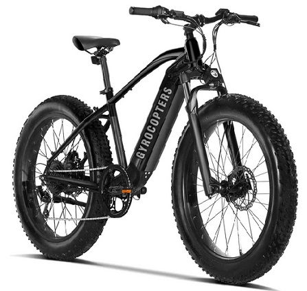 GYROCOPTERS Ranger Fat Tire Electric Mountain Bike with 48V 15 Ah LG Removable Battery, 750W Powerful Motor, Speed 45 kmh, Range Up to 64 kms, Shimano Professional 7 Speed Gears, Dual Disc Brakes