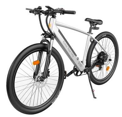 ADO D30C Electric Power Assist Bicycle 36V 10.4Ah Battery 250W Motor 27.5 Inch Tire 25Km/h Max Speed 90KM Mileage Shimano 9-Speed Gear Dual Hydraulic Disc Brakes - White
