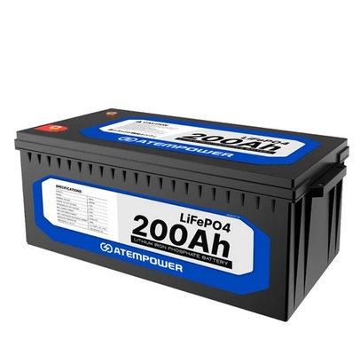 ATEM POWER 12V 200Ah Lifepo4 Battery, 200A Continuous Discharge, Deep Cycle, Built-in BMS, Run in Parallel or Series