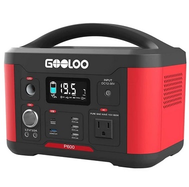 GOOLOO P600 Portable Power Station, 626Wh MPPT Solar Generator, 600W Pure Sine Wave AC Outlet, 9 Outputs, LED Flashlight