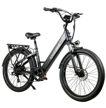Samebike RS-A01 Electric Bike 750W Motor 70N.m 25-35km/h Max Speed 48V 14Ah Battery 26*3\'\' Tires with Rear Rack - Black