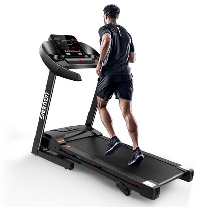 SKONYON 2.5HP Folding Treadmill Electric Treadmill with LED Display and Cup Holder for Home Gym Fitness